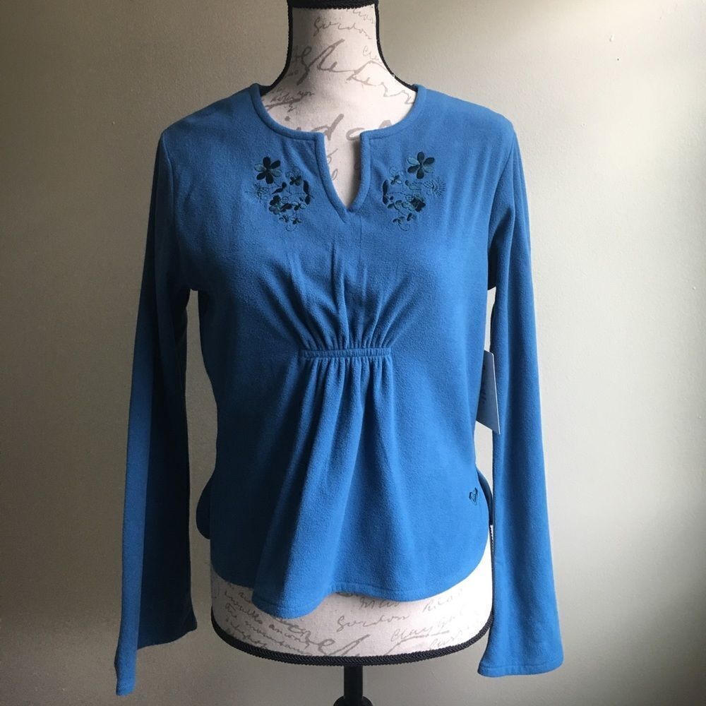 NWTβRoxy Honey Suckle Rose Bell Sleeve M Teal Top
